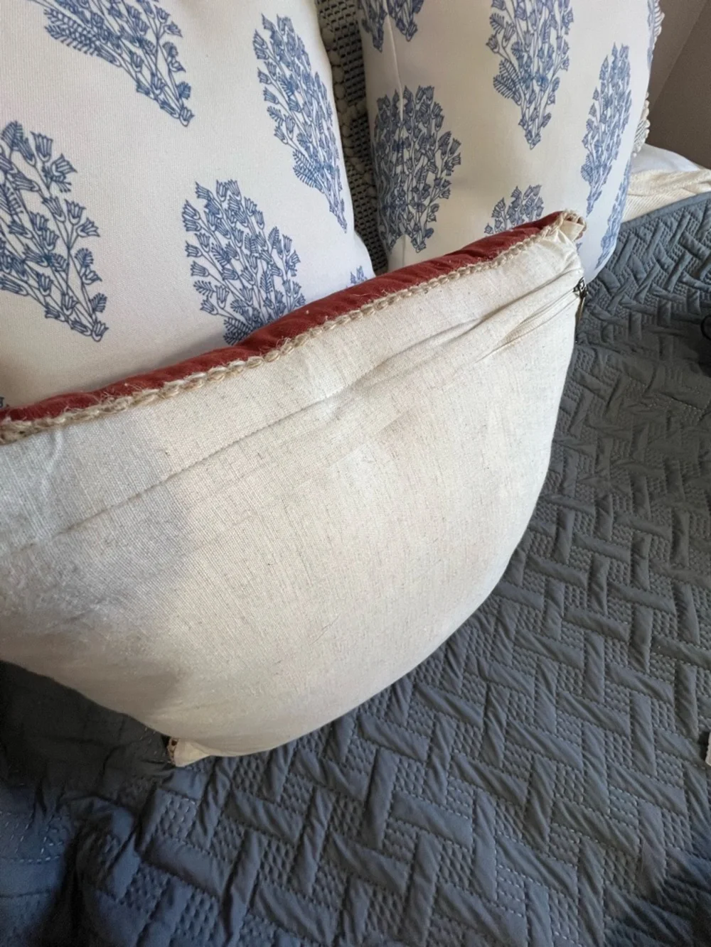 Rust Red Pumpkin Embroidered Accent Pillow